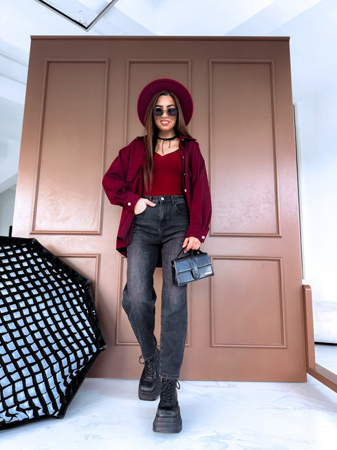 LOOSE džinsa bikses "TURBO W1115-1" - TUMŠI PELĒKAS